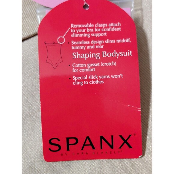 Spanx Slim Cognito Shaping High Waist Bodysuit Tan LG Seamless Removeable Clasps - Picture 9 of 10